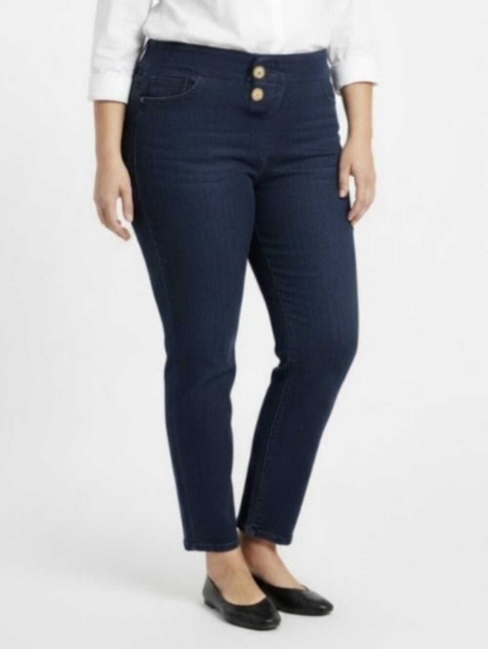 NWT! TERRA & SKY! DEEP NAVY BLUE DENIM ULTRA STRETCH, WIDE WAISTBAND JEANS! 3X